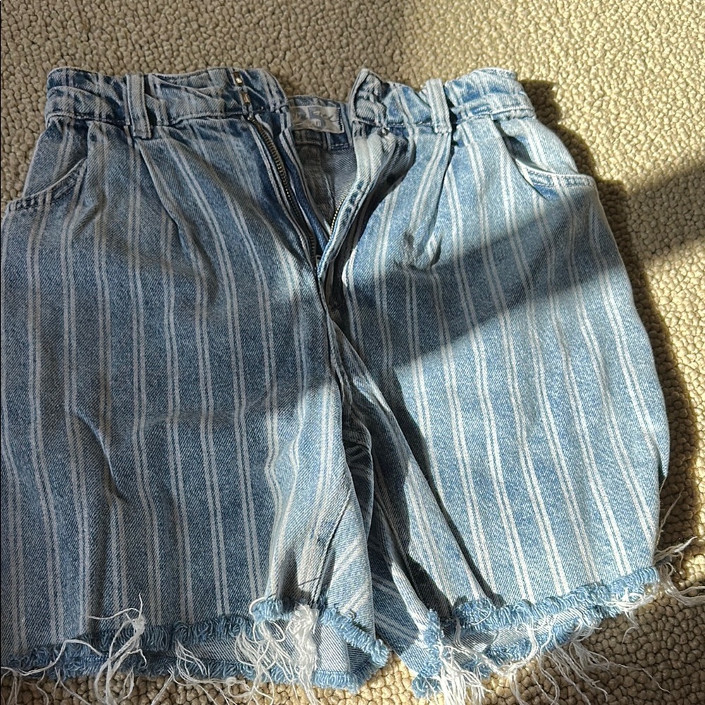 Striped Denim Women's Shorts